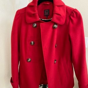 Red pea coat